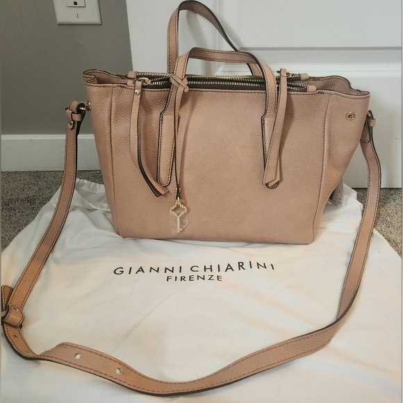 Gianni Chiarini Italian Leather Satchel Bag in Cream-Taupe; Brand-New with Tags - Picture 16 of 16